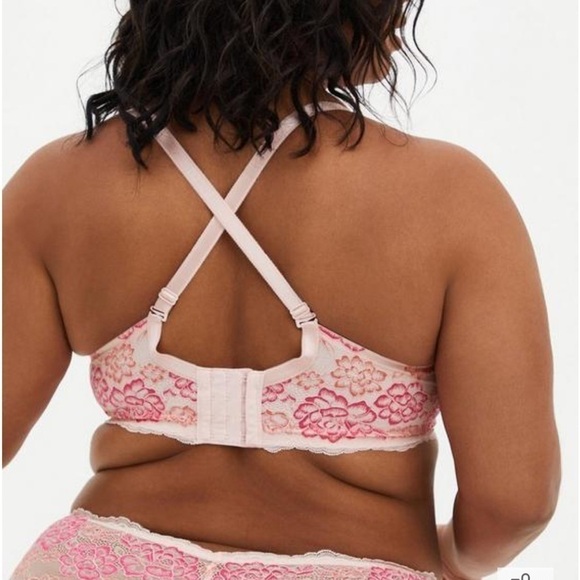 NWT Torrid Bandeau Multiway Unlined Balconette Bra Lace Pink - Picture 3 of 5